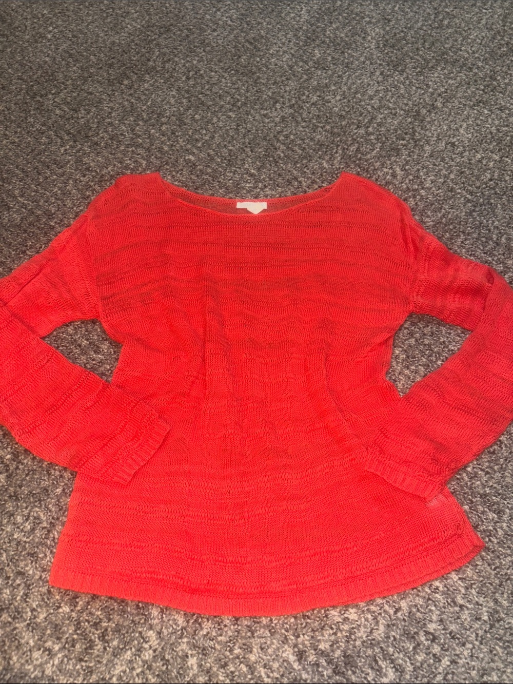 100% linen Eileen Fisher Bright Red Scoop-Neck Knit Sweater